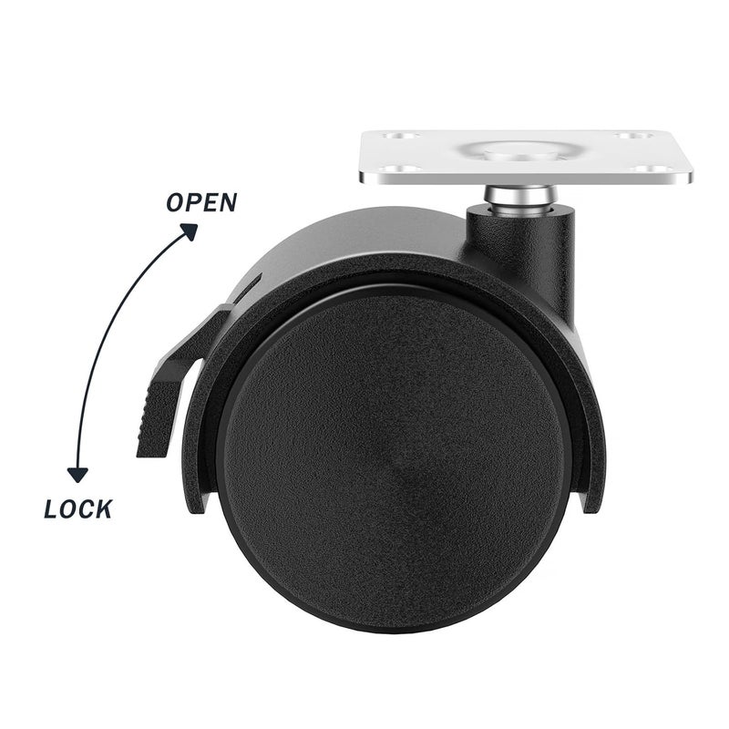 ANDUTEES 2 inch Casters Set of 4, Plastic Caster Wheels for Furniture, Plate Swivel Castor Wheels with Brakes, for Carts, Furniture, Baby Bed, Kitchen, Cabinet, Table (with Stainless Steel Screws) - Image 3